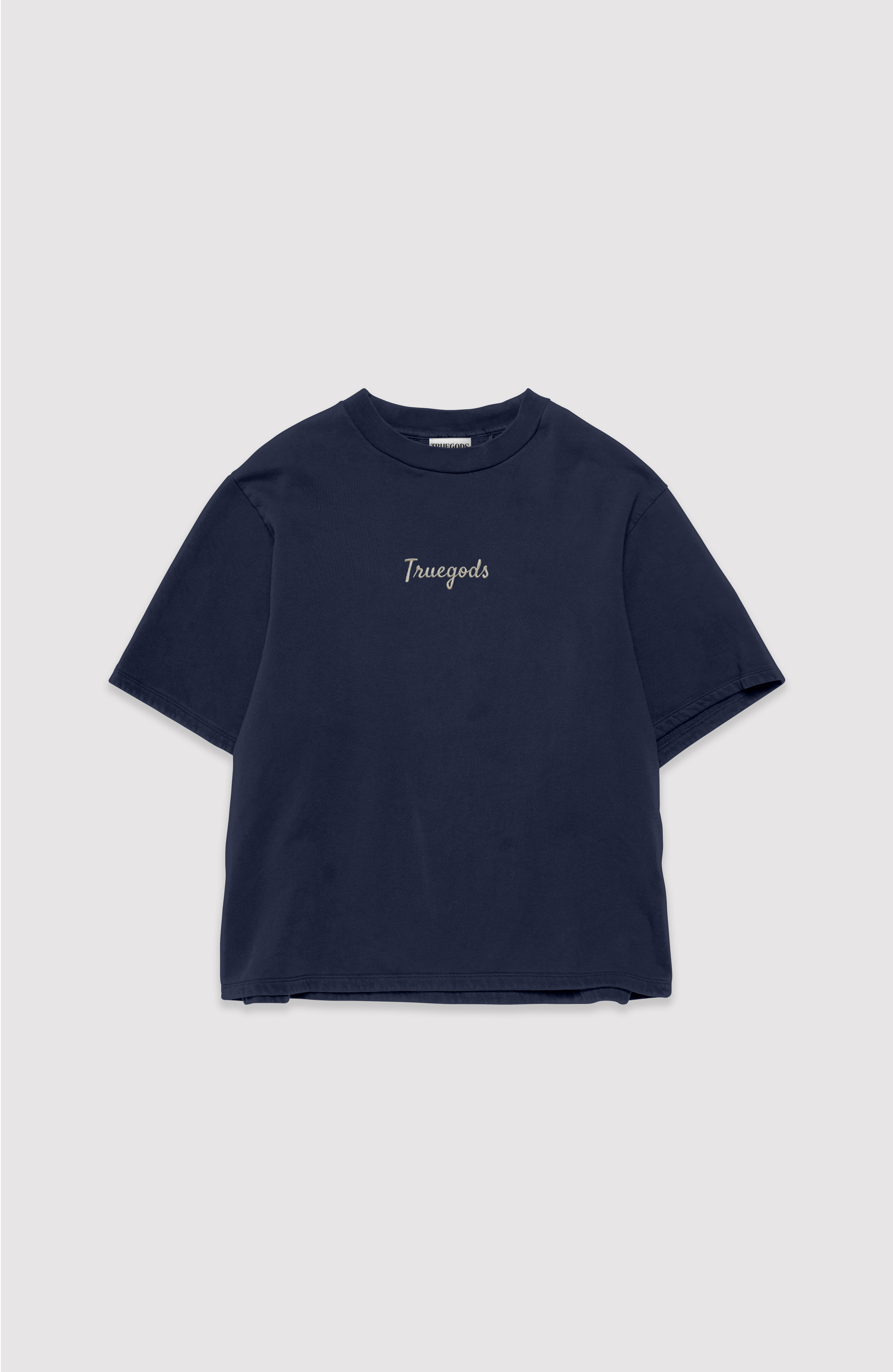 Signature Embroidered Tee — Navy