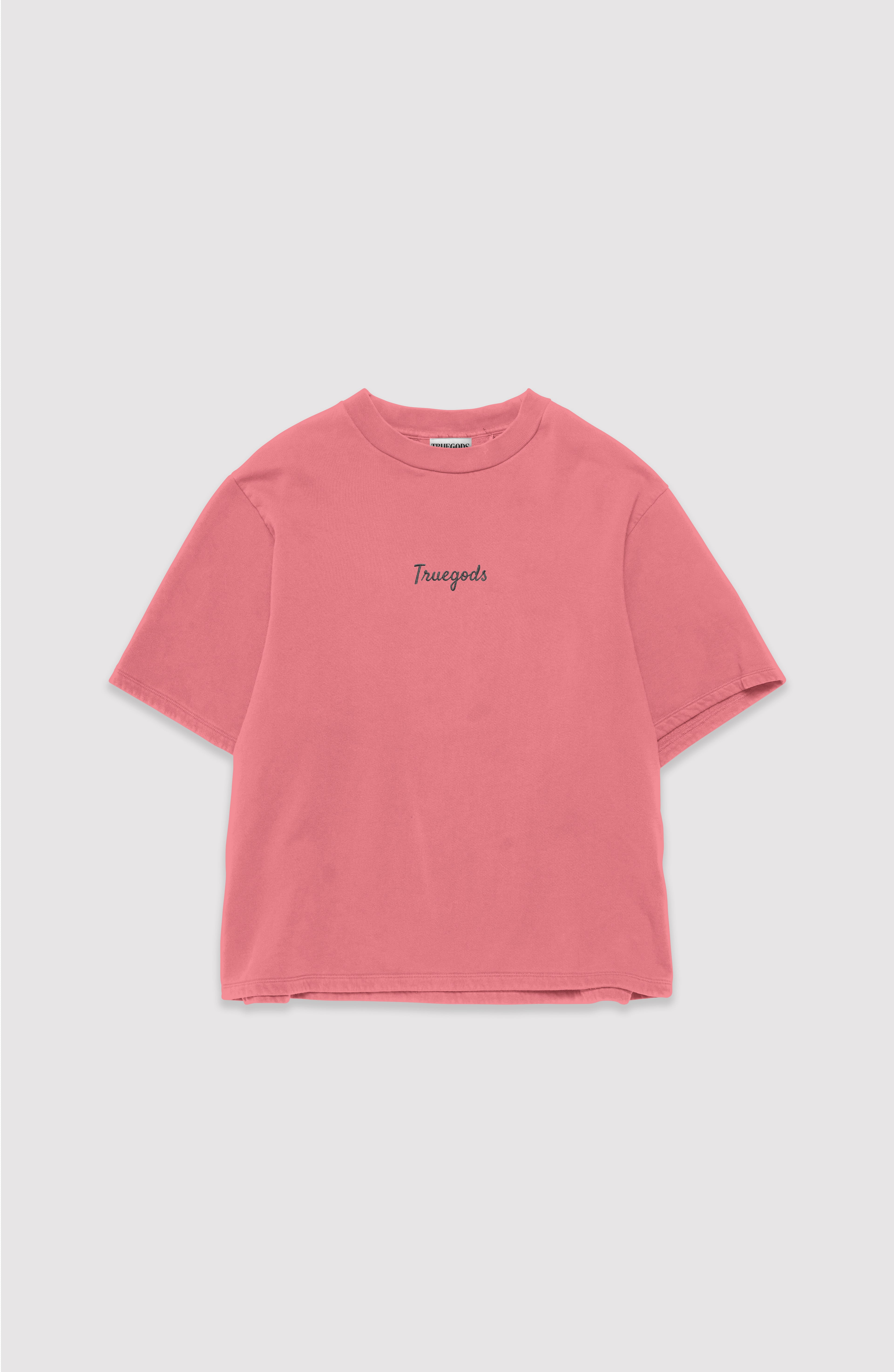 Signature Embroidered Tee- Coral Pink