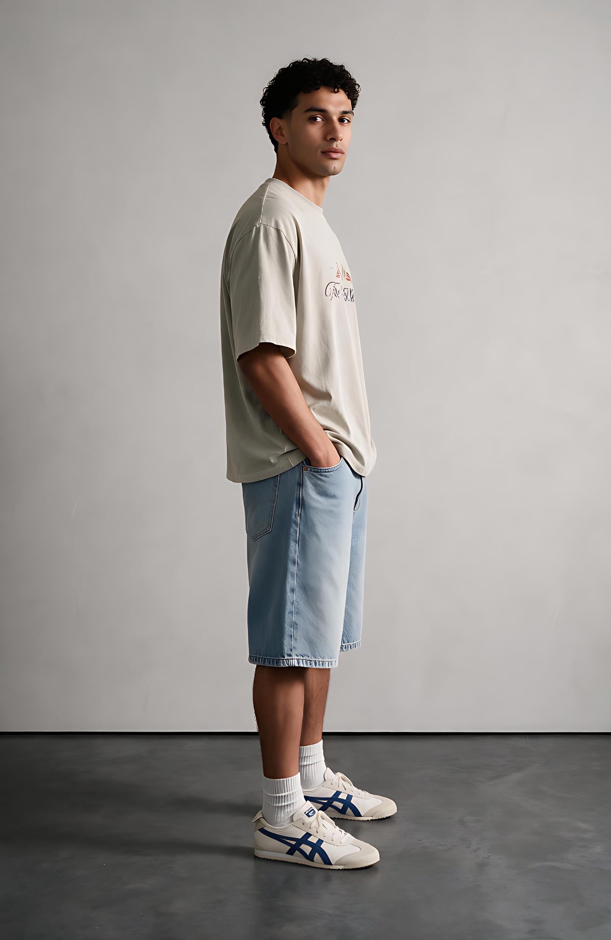 Coastal Club oversized T-shirt by Truegods – on model, full look