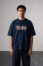 Electric Logo oversized T-shirt by Truegods – on model, studio