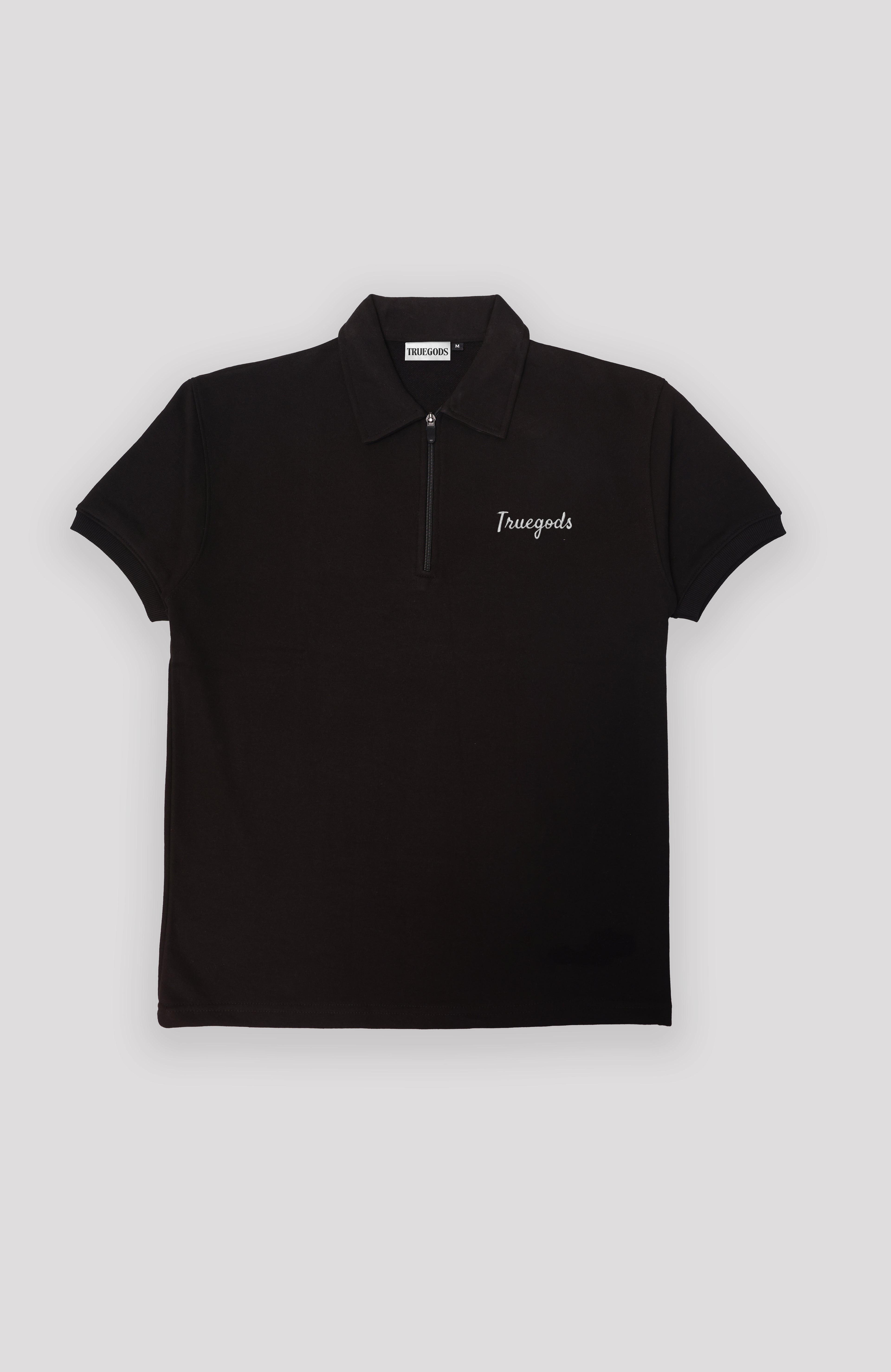 Signature Embroidered Polo — Black