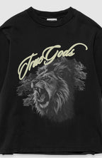 Feral Crown T-shirt by Truegods – lion print close-up