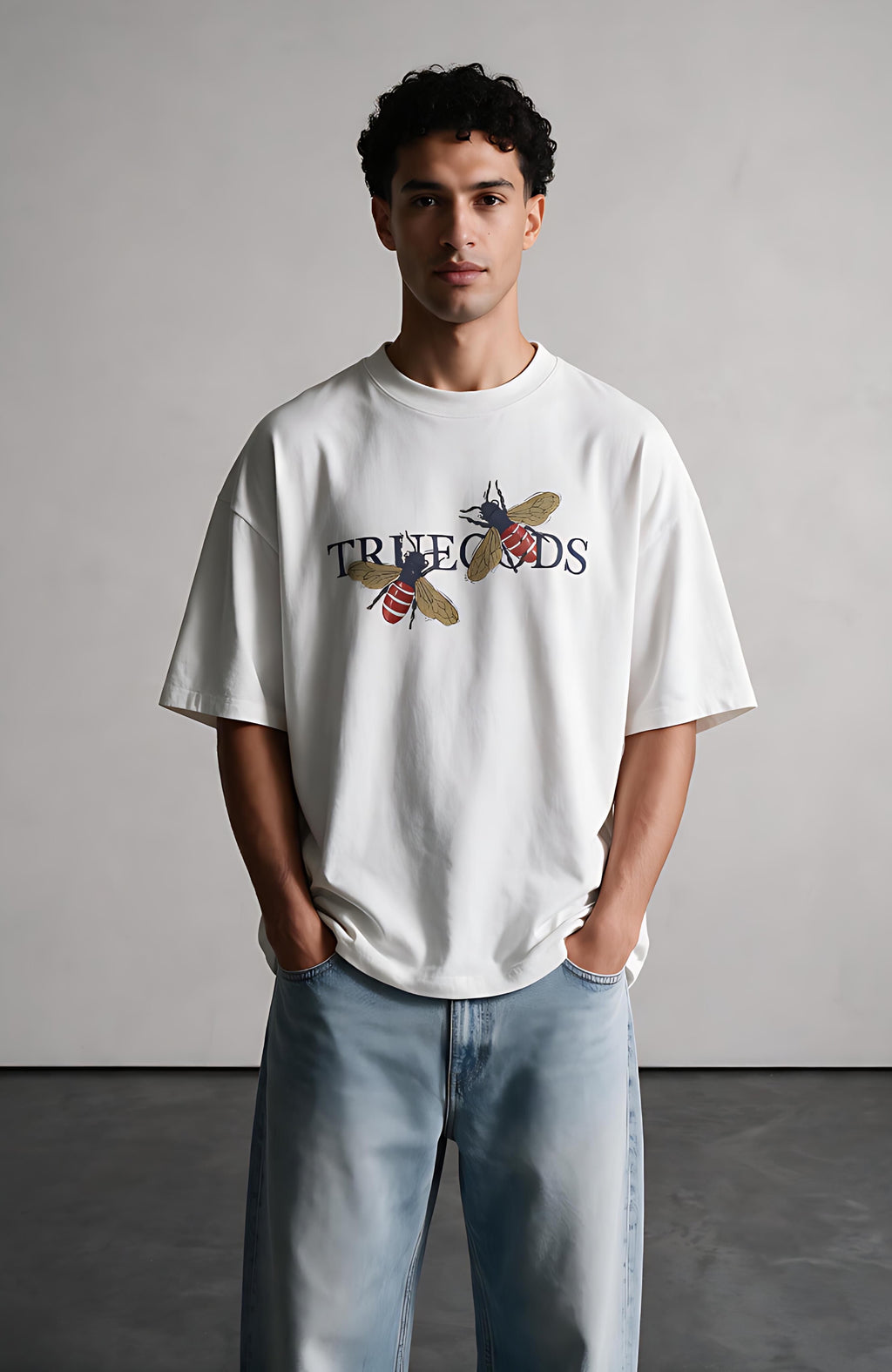 Flight oversized T-shirt by Truegods – on model, studio