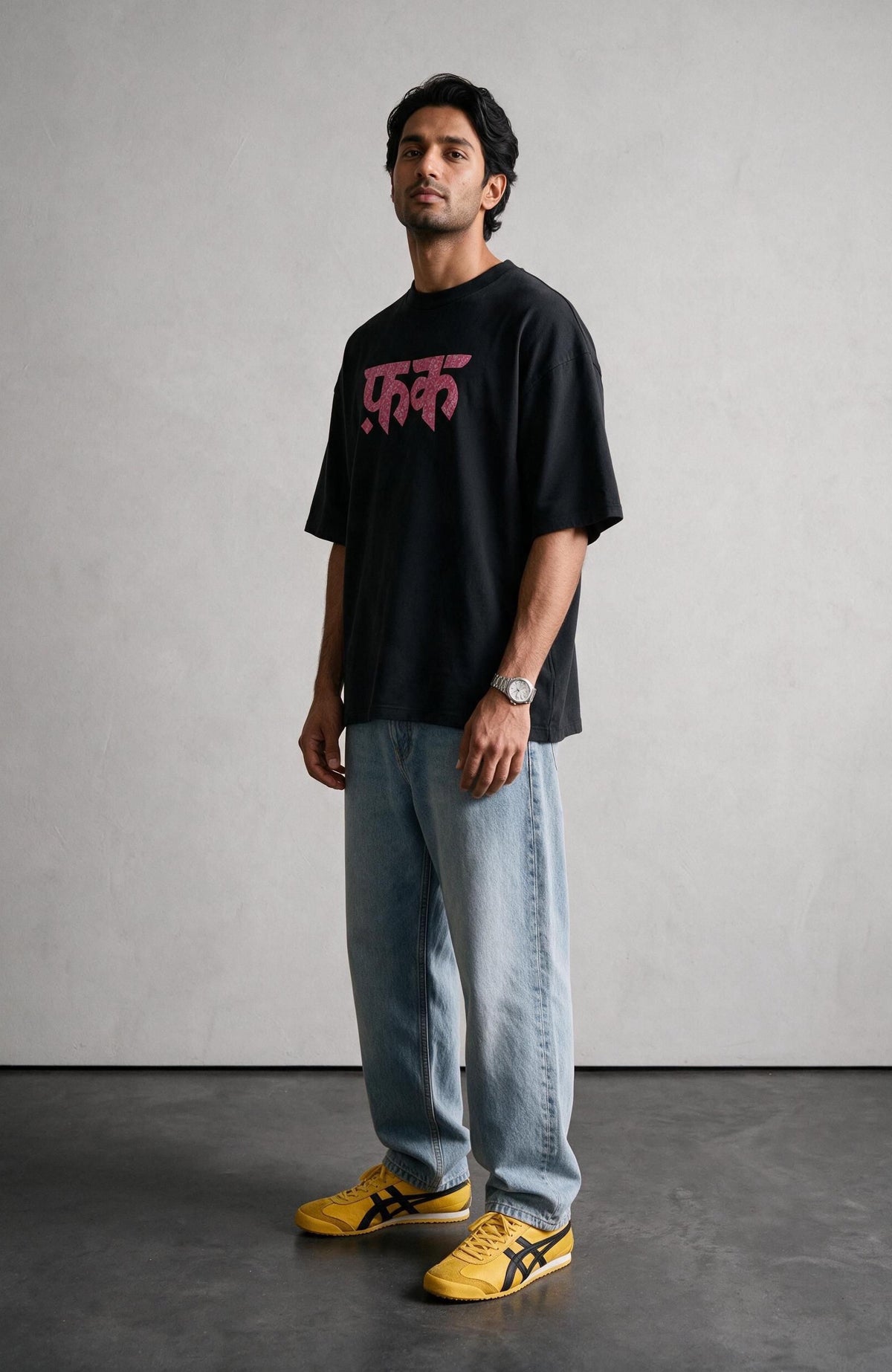 Forbidden Bloom Black oversized T-shirt by Truegods – on model, full look