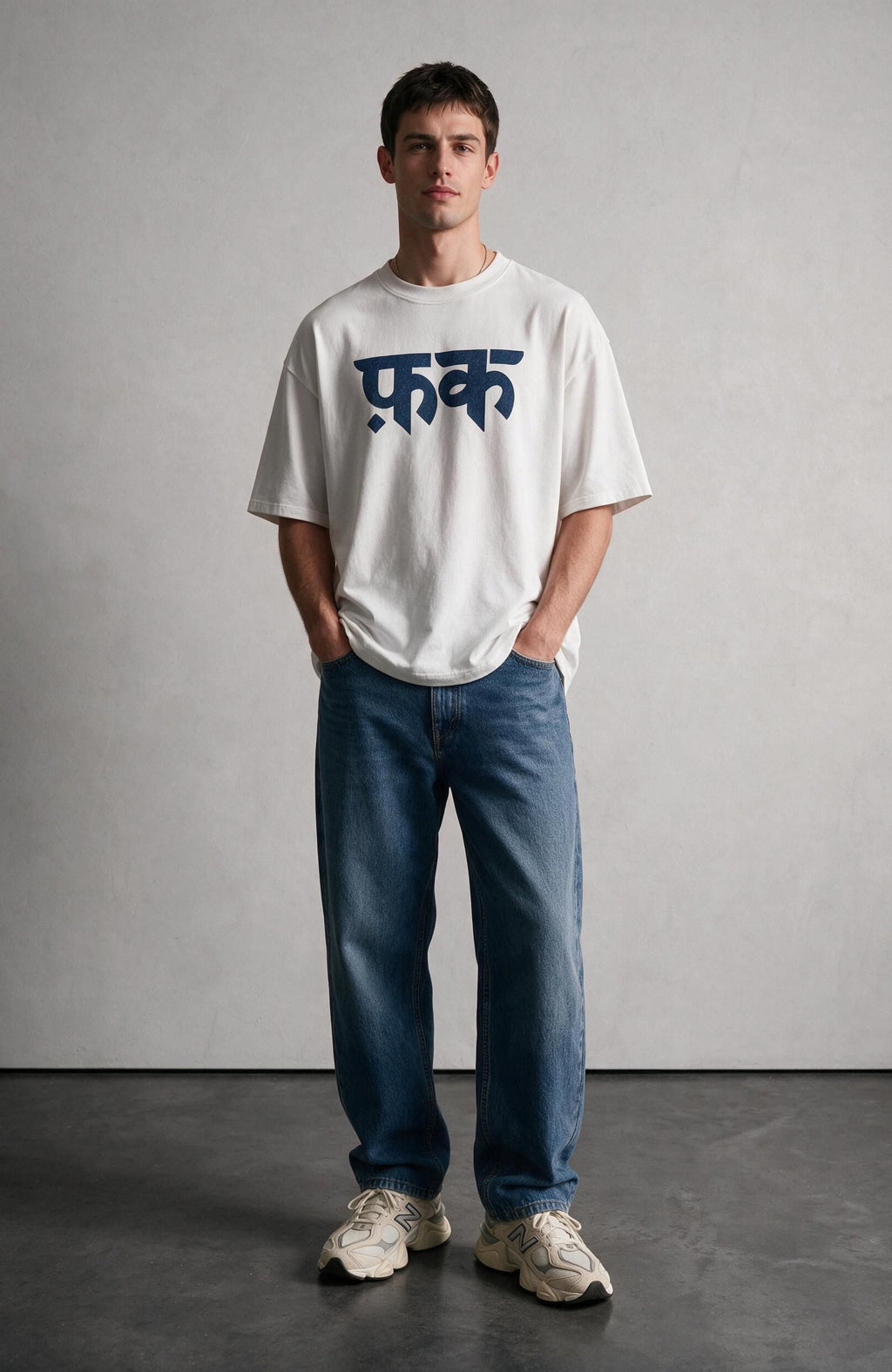Forbidden Bloom White oversized T-shirt by Truegods – on model, full look