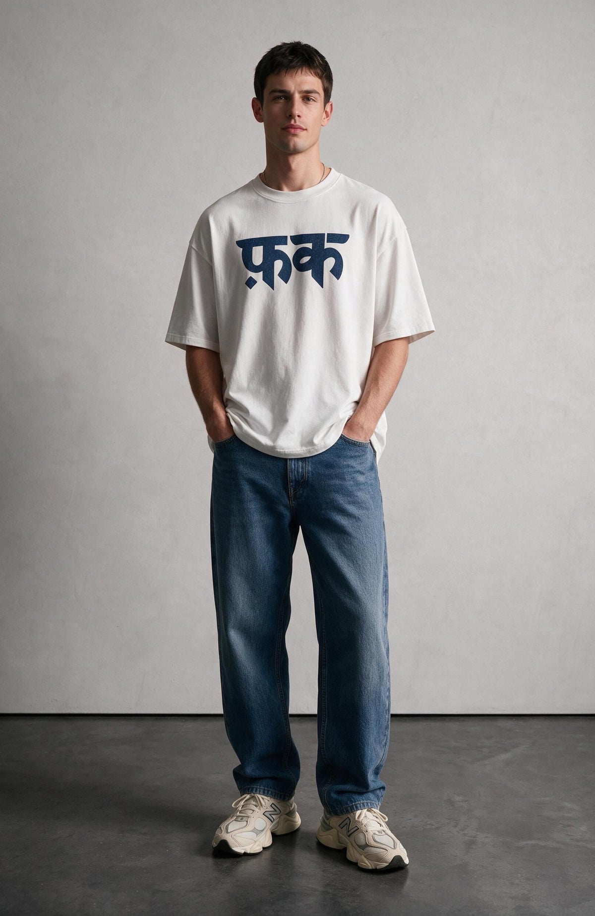 Forbidden Bloom White oversized T-shirt by Truegods – on model, full look