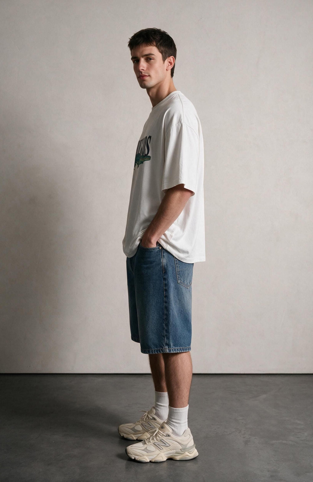 Gator oversized T-shirt by Truegods – on model, full look