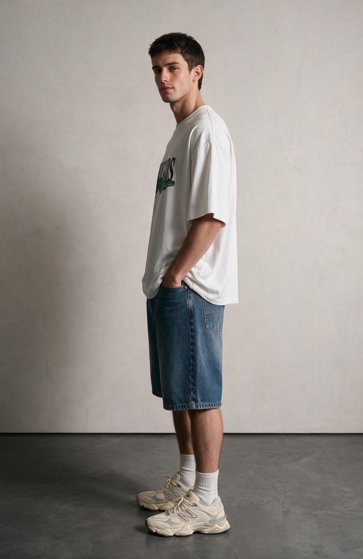 Gator oversized T-shirt by Truegods – on model, full look