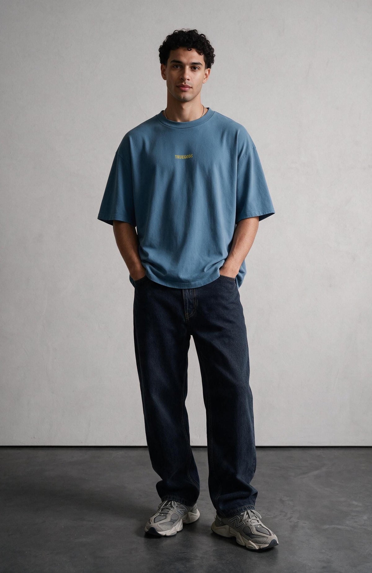 Mirror, Mirror oversized T-shirt by Truegods – on model, full look