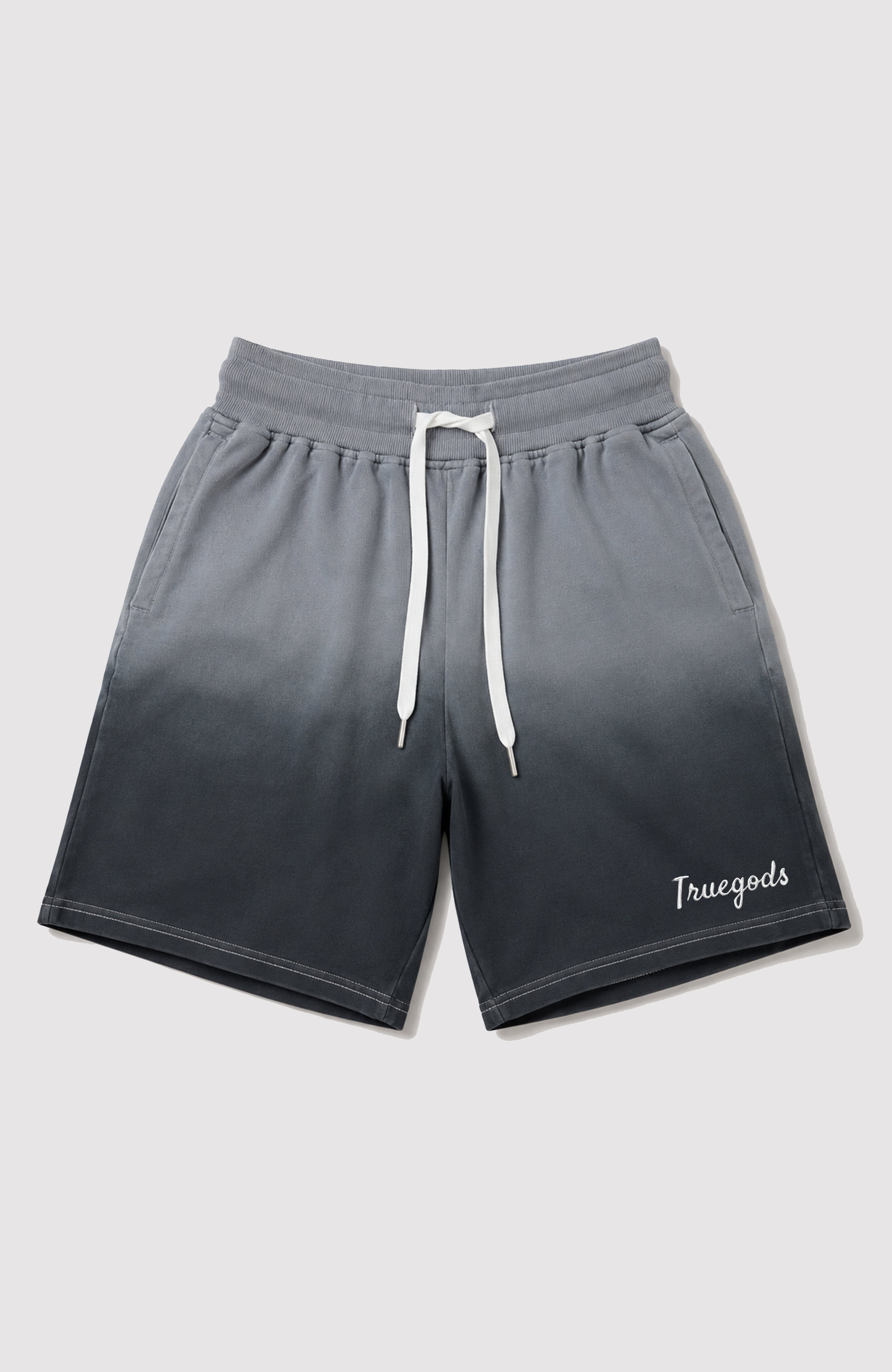 Ombre Black Embroidered Shorts