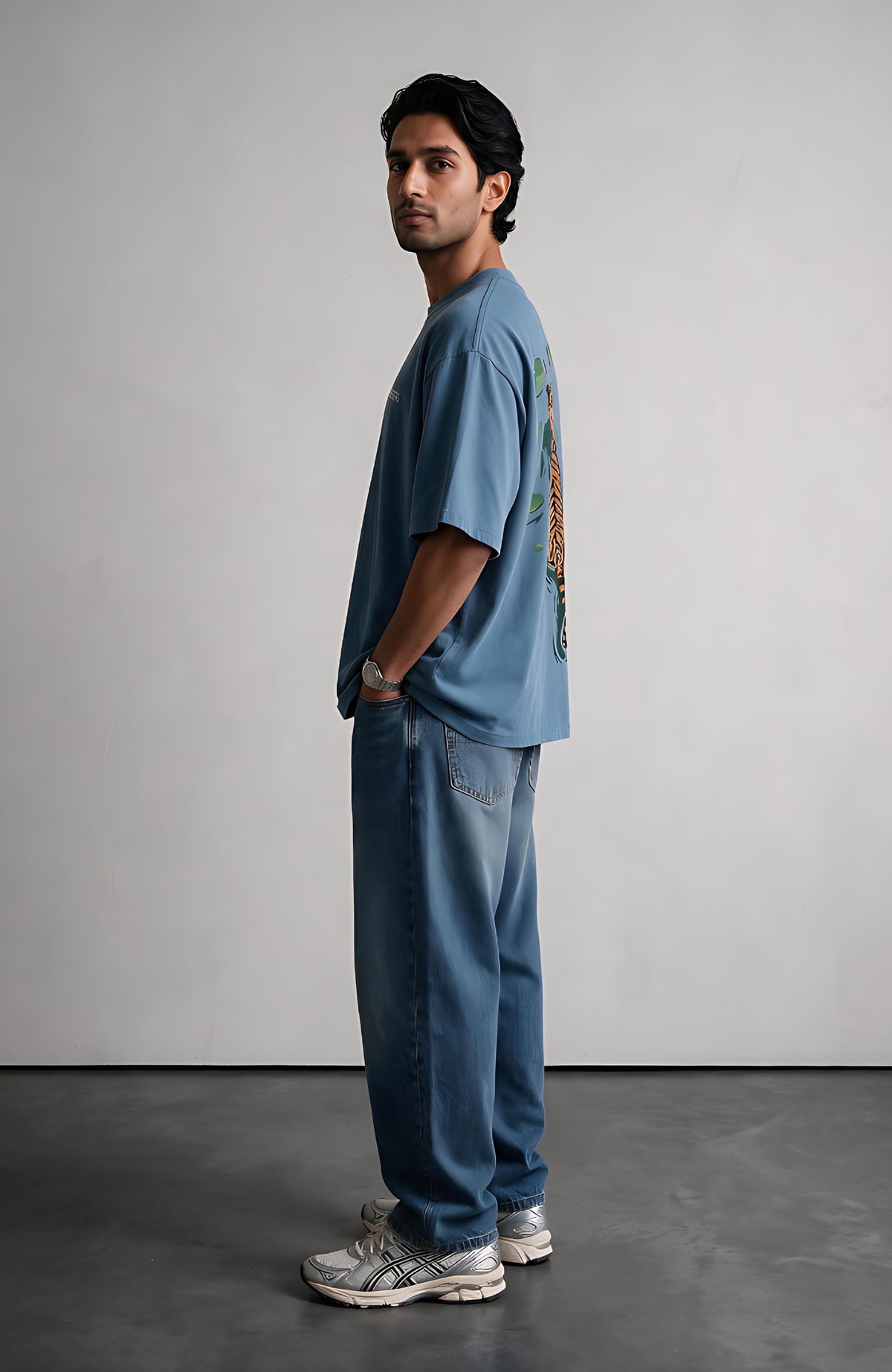 Prowl oversized T-shirt by Truegods – on model, full look