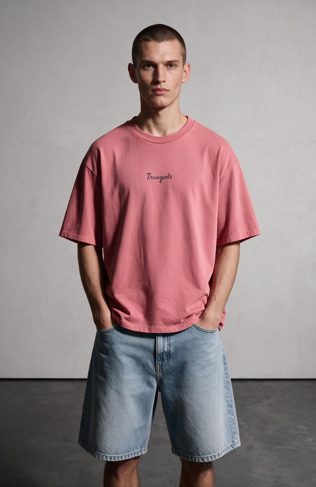 Signature Embroidered Tee- Coral Pink