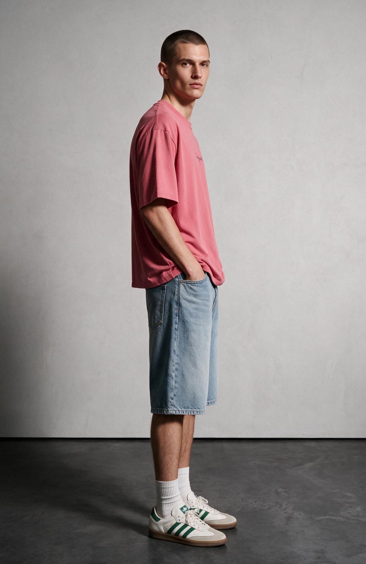Signature Embroidered Tee- Coral Pink